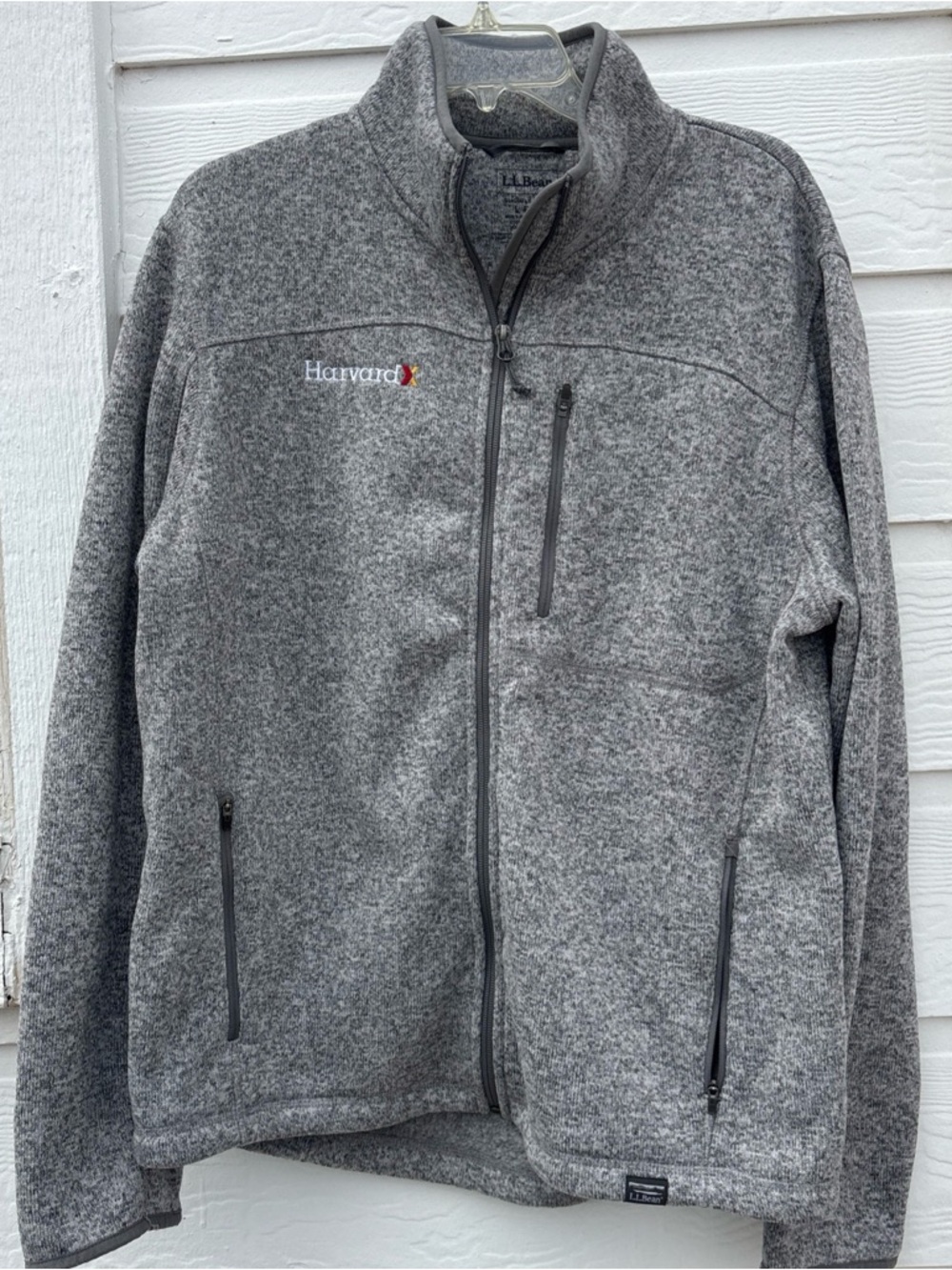 L.L. Bean Gray Harvard Embroidered Full-Zip Fleece Jacket size L men’s